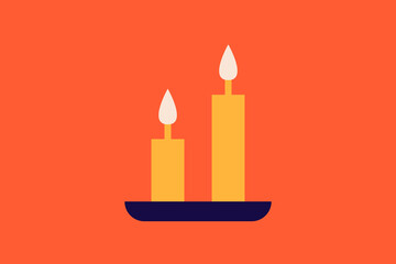 candle illustration in flat style design. Vector illustration.
