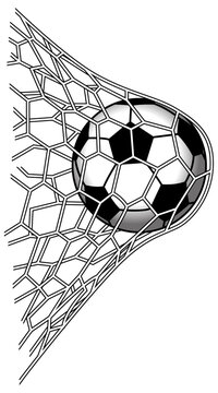 goal soccer ball in net