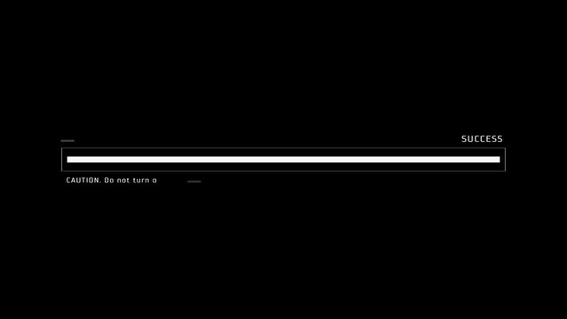 Futuristic loading bar animation. Loading bar with glitches, digital distortions, and system failures in cyberpunk style. Glitches sci fi downloading process animation with noise and artifacts.