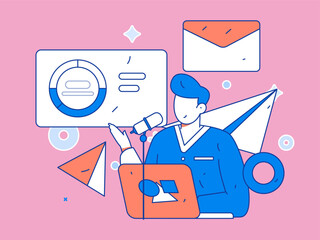 Business people working in flat vector concept operation hand drawn illustration
