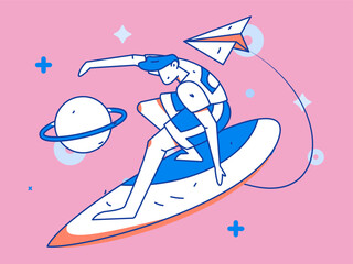 Business people working in flat vector concept operation hand drawn illustration
