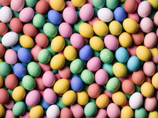 Fototapeta premium A pile of colorful easter eggs with the word easter on the top.
