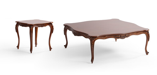 classic coffee table isolated on white background .wooden 