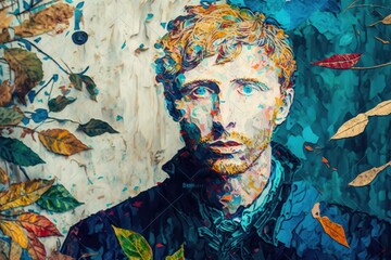 Portrait of man in post-impressionism style. Beautiful illustration picture. Generative AI