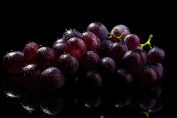 Fototapeta premium Purple Grapes, Bunch of grapes, Dark background generative ai, Fresh tasty fruit