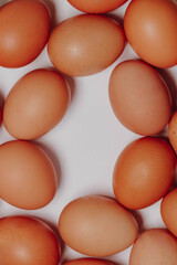 Many eggs on white background