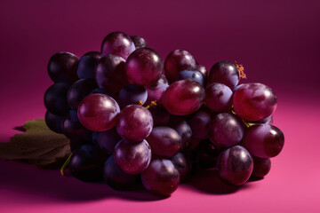 Fototapeta premium Purple Grapes, Bunch of grapes, Dark background generative ai, Fresh tasty fruit