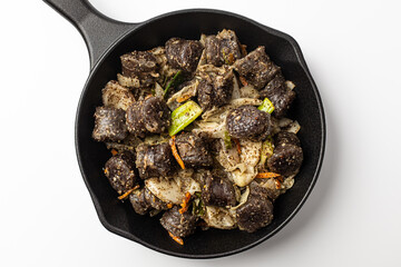 Stir-fried white sundae on white background
