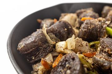 Stir-fried white sundae on white background