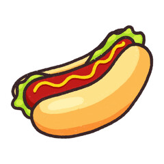 Hot dog icon. Fast food takeaway meal with sausage for menu cafe design.