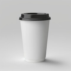 Blank white paper cup for coffee on white blank background, mokup
