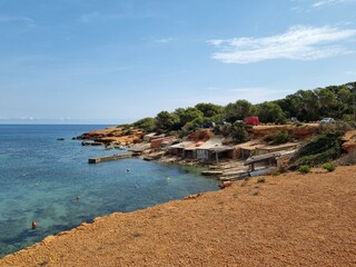 Views of Cal&oacute; d'en Serra beach in Ibiza. April 2023