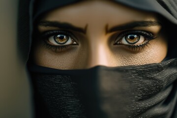 Close up of muslim woman's eyes. Generative AI