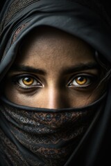 Naklejka premium Close up of muslim woman's eyes. Generative AI
