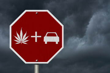Dont do cannabis and drive message on red street stop sign