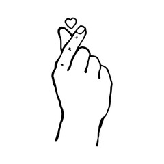 Korean symbol hand heart, a message of love hand gesture. Love concept with hand gesture