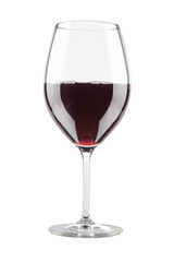 Glass of Red Wine in Stemmed Goblet Isolated on White Background with Copy Space