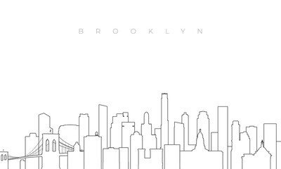 Outline Brooklyn skyline. Trendy template with Brooklyn NYC buildings and landmarks in line style. Stock vector design.