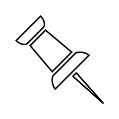 Attach pin outline icon. Line art vector.