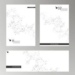 Naklejka na ściany i meble Abstract molecules brochure design. Connect dots and lines. Vector cover template