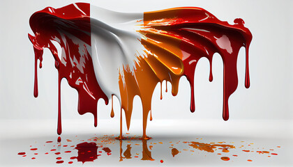 Kyrgyzstan Country Flag Colors of Liquid Oil Paint Splashing and Exploding on White Backdrop AI Generative