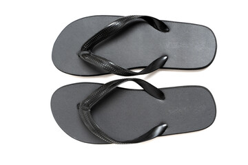 Close-up of Black Flip-Flops Isolated on White