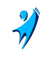 Simple man vector icon or logo isolated on white, businessman business person symbol.