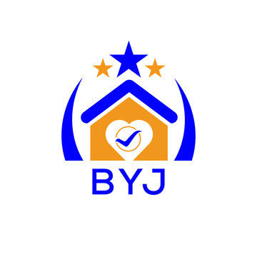 BYJ House logo. KJG Letter logo and icon. Blue vector image on white background. KJG house Monogram home logo picture design and best business icon. 
