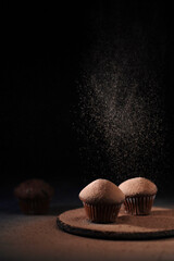 Minimalist three cupcakes in low key