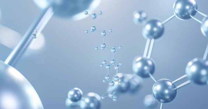 Amylmetacresol molecule, rotating 3D model of antiseptic under a microscope, seamless looped video, abstract molecular structure