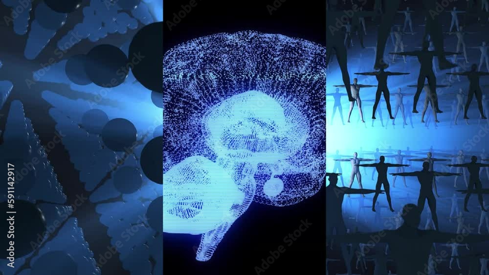 Poster collage movie of artificial intelligence concept. transition from white background.