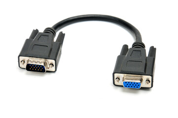 VGA female male, adapter, extension cable on a white background