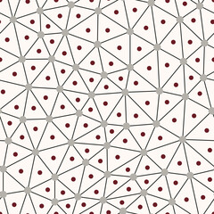 Hexagonal grid structure with dots in knots seamless pattern. Vector lines and dots repeat mesh.