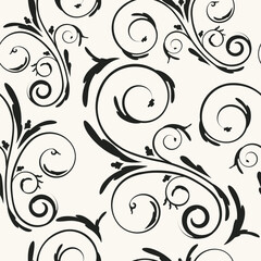 Repetitive floral curls vector background. Floral seamless pattern with elegant swirls.