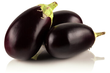 Three ripe, fresh eggplants