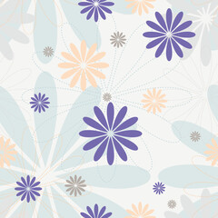 Mauve delicate flowers vector endless. Pastel colors seamless pattern.