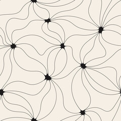 Modern grid with undulated lines. Endless vector background. Monochrome seamless pattern.
