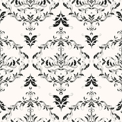 Royal rococo damask seamless pattern. Floral baroque vector background.