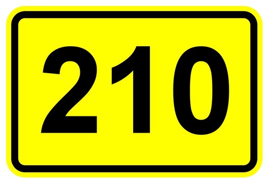 Illustration eines Bundesstraßenschildes der B 210 in Deutschland	