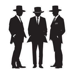 Mafia silhouette vector, Detective silhouette vector isolated on white background	