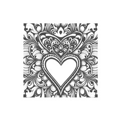 The heart-shaped frames ornate and floral elements are beautifully background for invitation card.