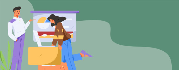 Business people working in flat vector concept operation hand drawn illustration
