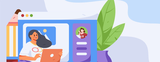 Business people working in flat vector concept operation hand drawn illustration
