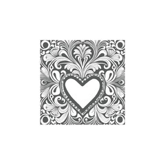 The heart-shaped frames ornate and floral elements are beautifully background for invitation card.