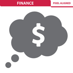 Finance Icon. Dollar, Thinking, Thought Bubble
