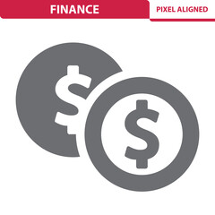 Finance Icon. Coins, Dollar, Cent