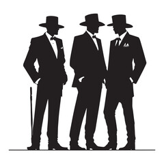 Mafia silhouette vector, Detective silhouette vector isolated on white background	