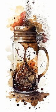 Coffee Watercolor Art Generative AI