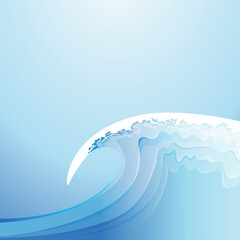Frothed ocean wave vector. High ocean wave with white foam ready for surfing. Vector element.
