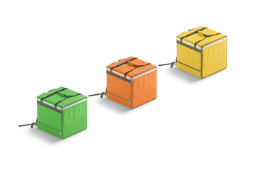 Blank colored delivery bag mockup, side view